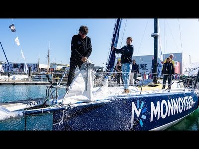 Baptme de l'IMOCA de Benjamin Ferr, skipper Monnoyeur Duo for a Job